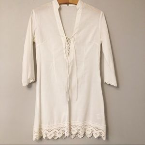 Lucy & Co. White Lace Up Tunic